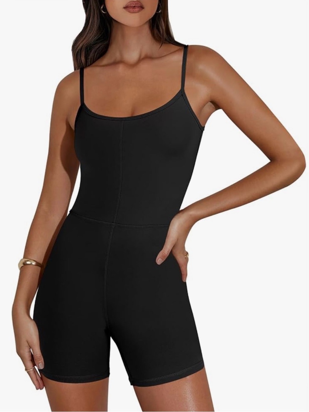 Amazon Black Spaghetti-Strap Bodysuit Romper